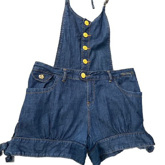 Apple Bottom Jeans Y2K Size 13/14 Denim Shorts Romper 113252, 2 Piece, 35” Waist - Picture 1 of 16